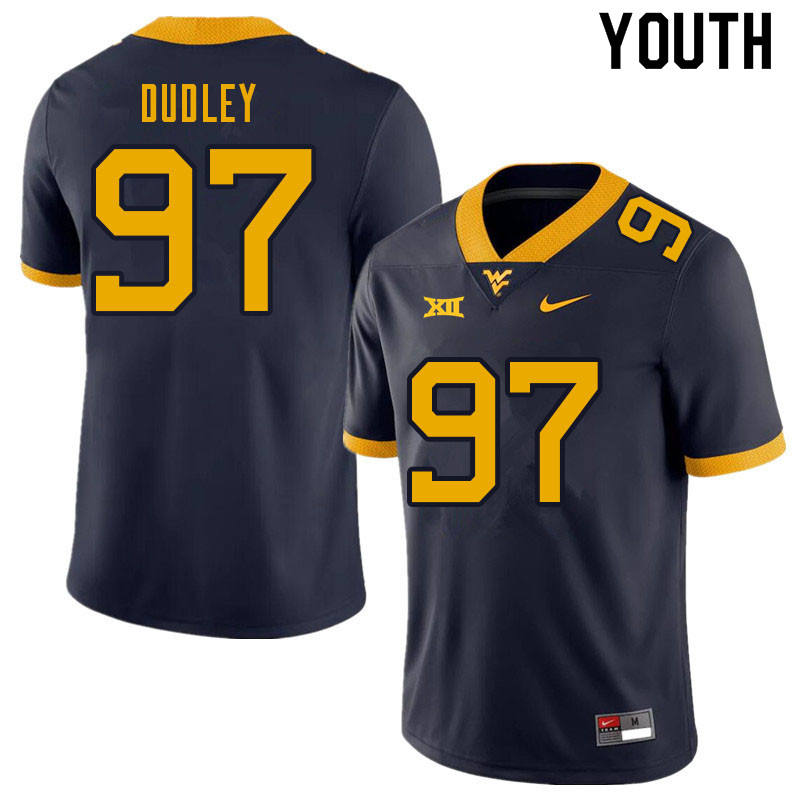 Youth #97 Brayden Dudley West Virginia Mountaineers College Football Jerseys Sale-Navy